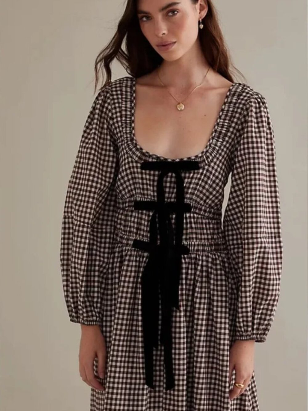 Damson Madder Brown Gingham Dakota Dress Size 8 NEW WITH TAGS